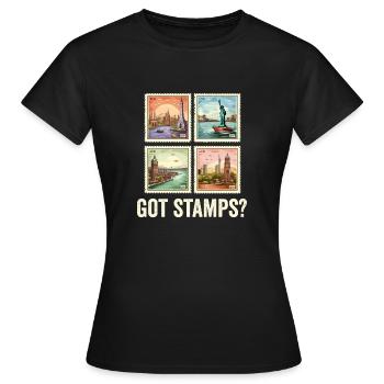 Stamp Collector Postage Stamping Philatelist Men - Women's T-Shirt - black - Front - AI Model Female 172 dark (172cm)