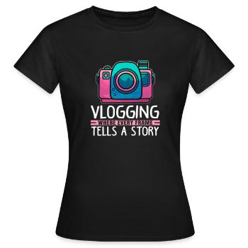 Vlogging où chaque image raconte une histoire - T-shirt Femme - noir - Devant - AI Model Female 172 dark (172cm)