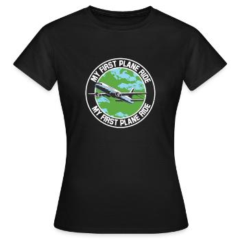 My First Airplane Ride Vacation Trip Solo - Women's T-Shirt - black - Front - AI Model Female 172 dark (172cm)