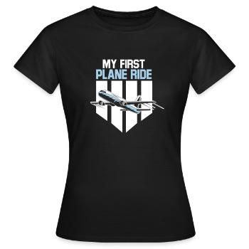 My First Airplane Ride Vacation Trip Traveler - Women's T-Shirt - black - Front - AI Model Female 172 dark (172cm)