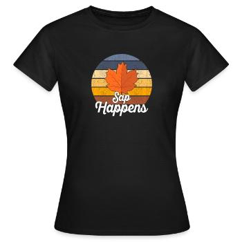 Ahornsirup Baum Klopfen Lustiger Herbstpfannkuchen - Frauen T-Shirt - Schwarz - Vorne - AI Model Female 172 dark (172cm)