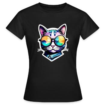 Cat with Sunglasses - Cat with Glasses - Women's T-Shirt - black - Front - AI Model Female 172 dark (172cm)