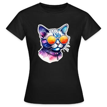 Cat or Kitten - Cute - Sunglasses - Women's T-Shirt - black - Front - AI Model Female 172 dark (172cm)
