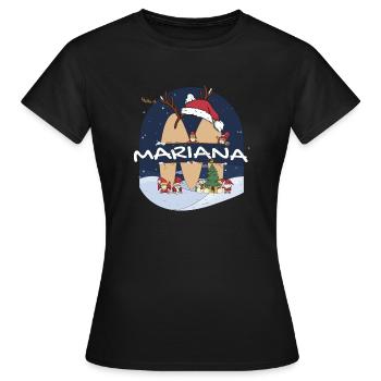 Nom de Marianne génial w chapeau de père Noël dans le thème de Noël - T-shirt Femme - noir - Devant - AI Model Female 172 dark (172cm)