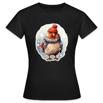 Poulet au look hivernal - T-shirt Femme - noir - Devant - AI Model Female 172 dark (172cm)