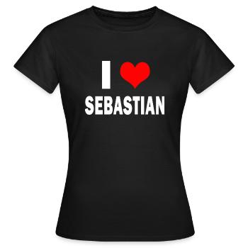 Mignon J’aime Coeur Sebastian Parents Femme Mari - T-shirt Femme - noir - Devant - AI Model Female 172 dark (172cm)