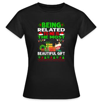 Être lié à moi - Dicton de Noël drôle - T-shirt Femme - noir - Devant - AI Model Female 172 dark (172cm)