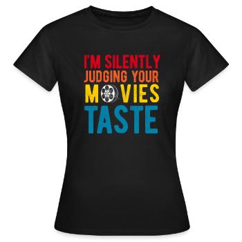 Critique de cinéma Cinéphile Cinéphile Amant Drôle Critique - T-shirt Femme - noir - Devant - AI Model Female 172 dark (172cm)