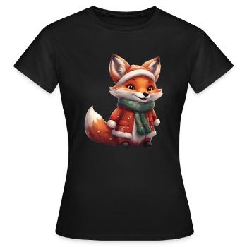 Weihnachtlicher Fuchs - Frauen T-Shirt - Schwarz - Vorne - AI Model Female 172 dark (172cm)