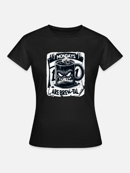 Grimmige Kaffeetasse - Frauen T-Shirt - Schwarz