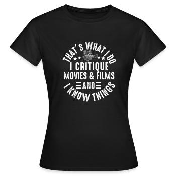 Critique de cinéma Cinéphile Cinéphile Amant Drôle Critique - T-shirt Femme - noir - Devant - AI Model Female 172 dark (172cm)