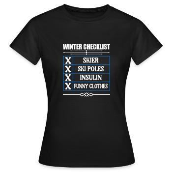 Winter Insulin Checklist for Diabetics - Women's T-Shirt - black - Front - AI Model Female 172 dark (172cm)