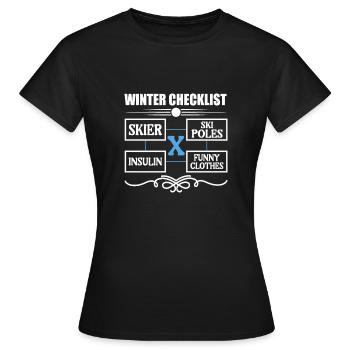 Winter Insulin Checklist for Diabetics - Women's T-Shirt - black - Front - AI Model Female 172 dark (172cm)