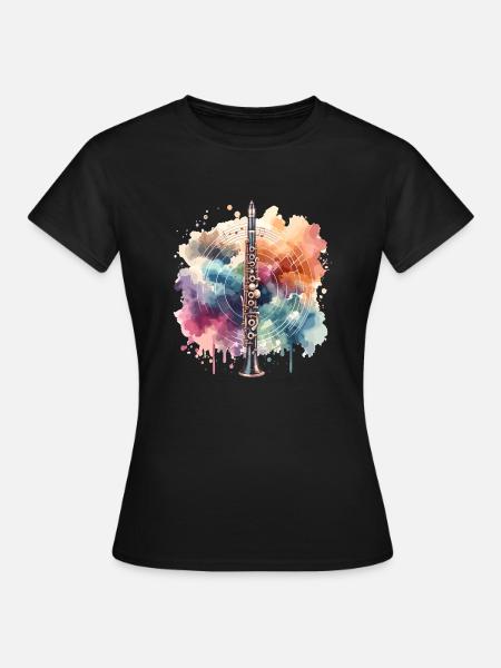 Klarinette in Wasserfarben - Frauen T-Shirt - Schwarz