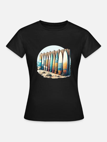 Beachside Surfboard Collection - Frauen T-Shirt - Schwarz