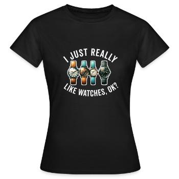 Watch Collector Horologist Collecting Watches - Women's T-Shirt - black - Front - AI Model Female 172 dark (172cm)