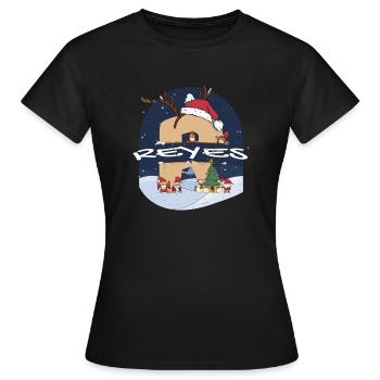 Awesome Reyes Name mit Weihnachtsmütze im Weihnachtsthema - Frauen T-Shirt - Schwarz - Vorne - AI Model Female 172 dark (172cm)