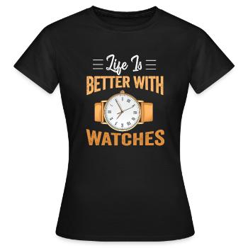 Watch Collector Horologist Collecting Watches - Women's T-Shirt - black - Front - AI Model Female 172 dark (172cm)