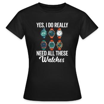 Watch Collector Horologist Collecting Watches - Women's T-Shirt - black - Front - AI Model Female 172 dark (172cm)