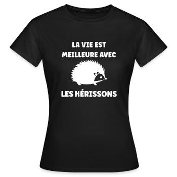 Hérisson - T-shirt Femme - noir - Devant - AI Model Female 172 dark (172cm)