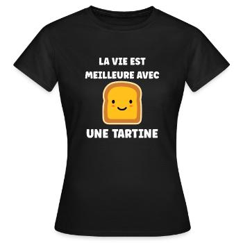 Tartine - T-shirt Femme - noir - Devant - AI Model Female 172 dark (172cm)