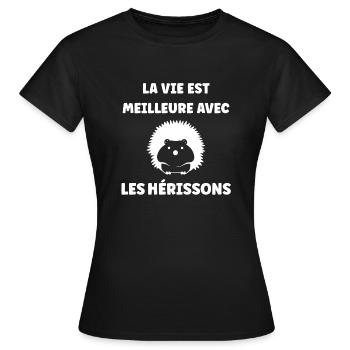 Hérisson - T-shirt Femme - noir - Devant - AI Model Female 172 dark (172cm)