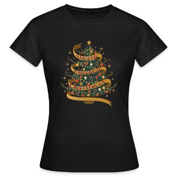 Hoopful Noël GOLD EDITION - T-shirt Femme - noir - Devant - AI Model Female 172 dark (172cm)