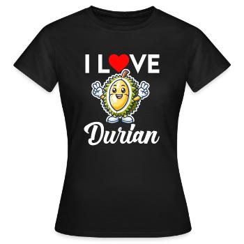 Durian Fruchtliebhaber Lustige Durio Zibethinus Männer - Frauen T-Shirt - Schwarz - Vorne - AI Model Female 172 dark (172cm)