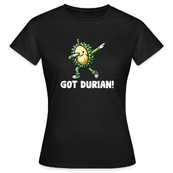 Durian Fruchtliebhaber Lustige Durio Zibethinus Männer - Frauen T-Shirt - Schwarz - Vorne - AI Model Female 172 dark (172cm)