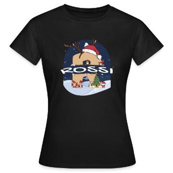Impressionnant nom de Rossi w chapeau de père Noël dans le thème de Noël - T-shirt Femme - noir - Devant - AI Model Female 172 dark (172cm)