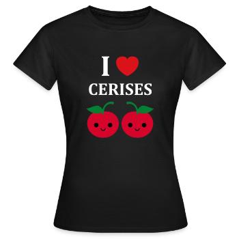 cerises - T-shirt Femme - noir - Devant - AI Model Female 172 dark (172cm)