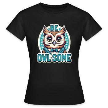 Owl-Some - Women's T-Shirt - black - Front - AI Model Female 172 dark (172cm)