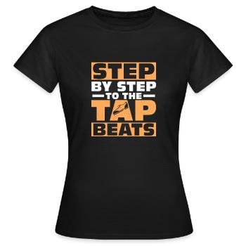 Pas à pas vers les claquettes Tapettes Danseuse de claquettes Claquettes - T-shirt Femme - noir - Devant - AI Model Female 172 dark (172cm)