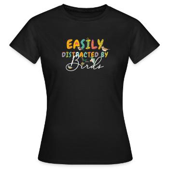 Facilement distrait par les oiseaux Amateur d’oiseaux - T-shirt Femme - noir - Devant - AI Model Female 172 dark (172cm)
