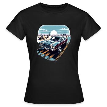 Muscle Car in der Wüste - Frauen T-Shirt - Schwarz - Vorne - AI Model Female 172 dark (172cm)