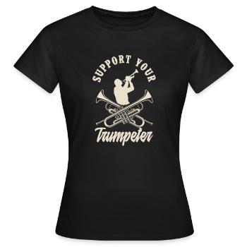 Trompete Trompeter Trompeten Spieler - Frauen T-Shirt - Schwarz - Vorne - AI Model Female 172 dark (172cm)