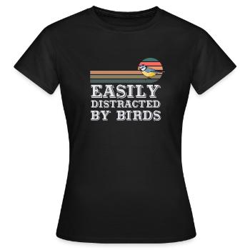 Facilement distrait par les oiseaux Amateur d’oiseaux - T-shirt Femme - noir - Devant - AI Model Female 172 dark (172cm)