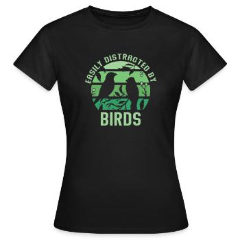 Facilement distrait par les oiseaux Amateur d’oiseaux - T-shirt Femme - noir - Devant - AI Model Female 172 dark (172cm)
