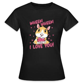 Ouf ! Ouf ! C’est dire que je t’aime ! Rongeur Cochon d’Inde - T-shirt Femme - noir - Devant - AI Model Female 172 dark (172cm)
