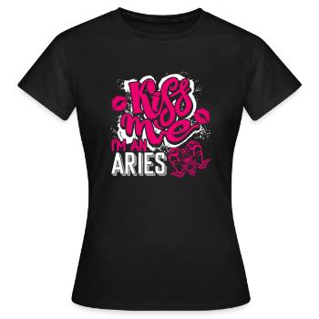 Aries Kiss Me I'm An Aries - Women's T-Shirt - black - Front - AI Model Female 172 dark (172cm)