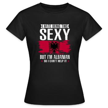 Drapeau albanais Aigle albanais Shqiponja - T-shirt Femme - noir - Devant - AI Model Female 172 dark (172cm)