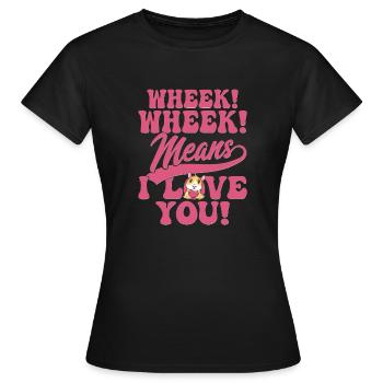 Ouf ! Ouf ! C’est dire que je t’aime ! Cavy amant Guniea - T-shirt Femme - noir - Devant - AI Model Female 172 dark (172cm)