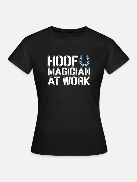 Morsom hovslager hestesko Hestehover Installer - T-shirt dam - svart