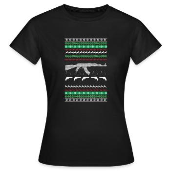 Pro Gun Ugly Christmas Design - Women's T-Shirt - black - Front - AI Model Female 172 dark (172cm)