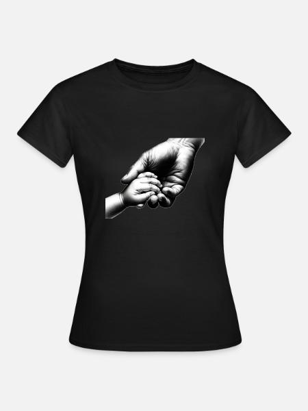 Papa Mama Kind Hände halten - Frauen T-Shirt - Schwarz