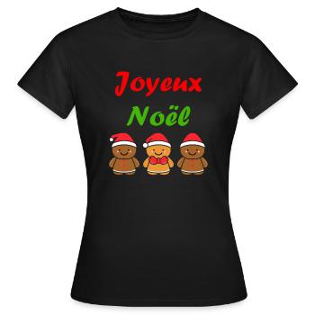Joyeux noel pain d'épice - T-shirt Femme - noir - Devant - AI Model Female 172 dark (172cm)