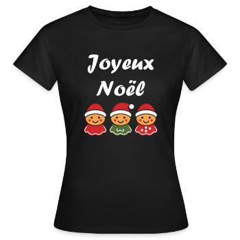 Joyeux noel pain d'épice - T-shirt Femme - noir - Devant - AI Model Female 172 dark (172cm)