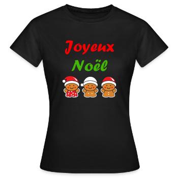 Joyeux noel pain d'épice - T-shirt Femme - noir - Devant - AI Model Female 172 dark (172cm)