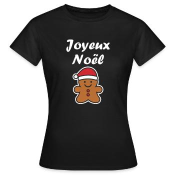 Joyeux noel pain d'épice - T-shirt Femme - noir - Devant - AI Model Female 172 dark (172cm)