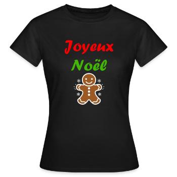 Joyeux noel pain d'épice - T-shirt Femme - noir - Devant - AI Model Female 172 dark (172cm)